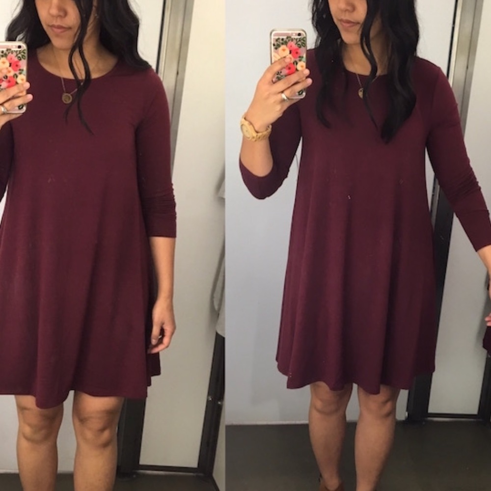 Loft classy 3/4 sleeve length maroon dress.